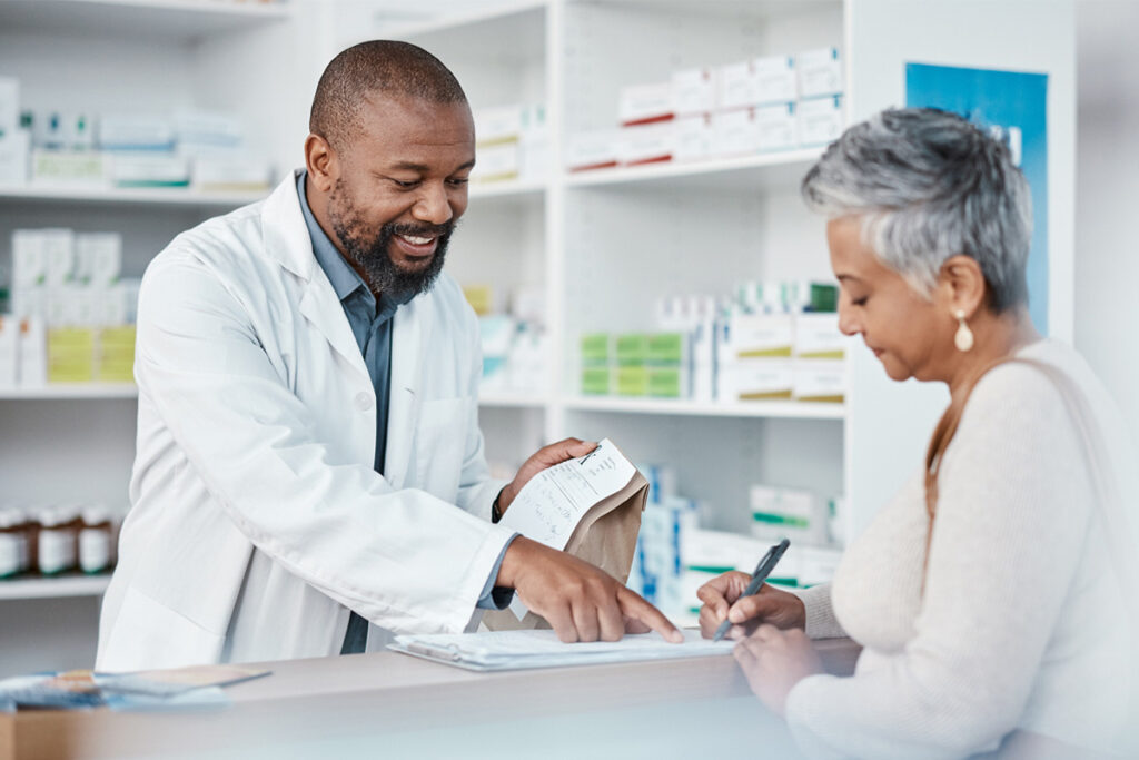 Consolidated patient records help a pharmacist deliver relevant, personalized care.